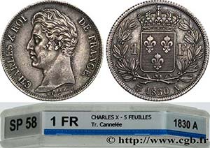 CHARLES X Type : 1 franc Charles X, tranche ... 