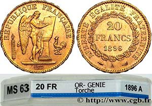 III REPUBLIC Type : 20 francs or Génie, ... 