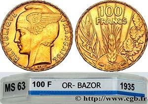III REPUBLIC Type : 100 francs or, Bazor  ... 