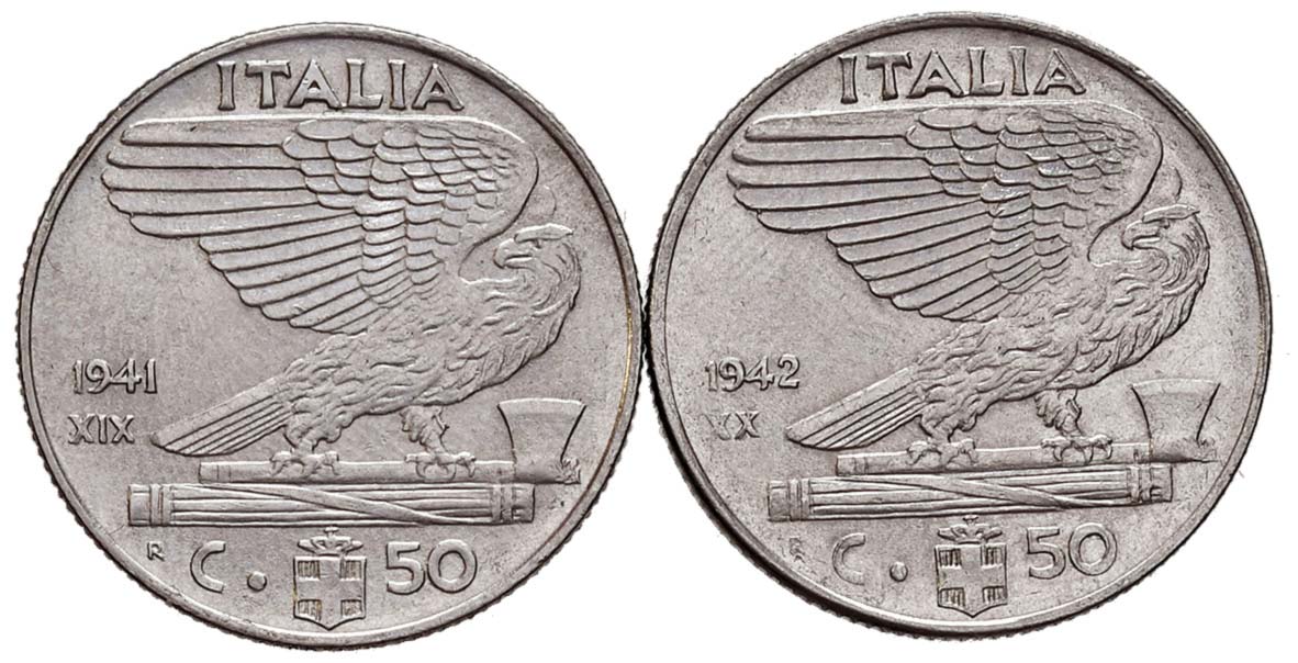 ITALIA REGNO 1940 Impero, moneta 50 Centesimi magnetica EF SPL