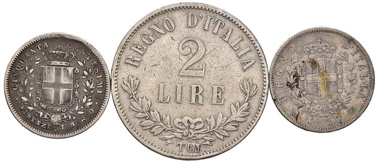 LOTTI - Savoia  2 lire 1863 T ... 