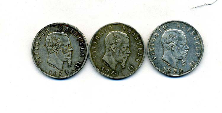 LOTTI - Savoia  5 lire 1870-73-74 ... 