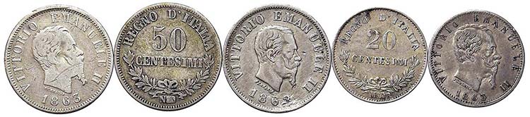 LOTTI - Savoia  50 Centesimi 1863 ... 