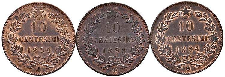 LOTTI - Savoia  10 centesimi 1893 ... 