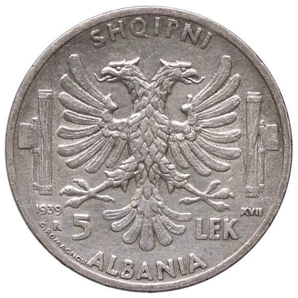 SAVOIA - Albania  - 5 Lek 1939 ... 
