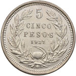 ESTERE - CILE - Repubblica  - 5 Pesos 1927 ... 