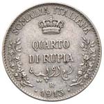 SAVOIA - Somalia  - Quarto di Rupia 1913 ... 