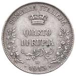 SAVOIA - Somalia  - Quarto di Rupia 1913 ... 