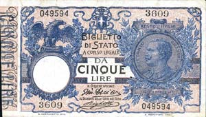 LOTTI - Cartamoneta-Italiana  5 lire 1915 e ... 