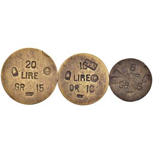 LOTTI - Pesi monetali  Savoia, 20-10-5 lire