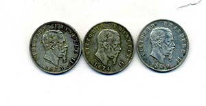 LOTTI - Savoia  5 lire 1870-73-74 M     ... 