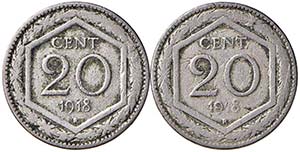 LOTTI - Savoia  20 centesimi 1918 con asse ... 