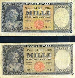 LOTTI - Cartamoneta-Italiana  1000 lire 1947 ... 