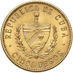 ESTERE - CUBA - Repubblica  - 5 Pesos 1915 ... 