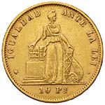 ESTERE - CILE - Repubblica  - 10 Pesos 1873 ... 