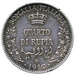 SAVOIA - Somalia  - Quarto di Rupia 1910 ... 