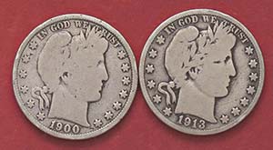 ESTERE - U.S.A.  - Mezzo dollaro 1900 e 1913 ... 