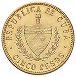 ESTERE - CUBA - Repubblica  - 5 Pesos 1915 ... 
