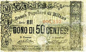 CARTAMONETA  - 50 Centesimi Banca Popolare ... 