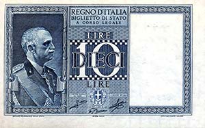 LOTTI - Cartamoneta-Italiana  10 lire 1939, ... 