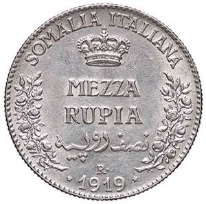 SAVOIA - Somalia  - Mezza Rupia 1919 Pag. ... 