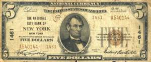 CARTAMONETA ESTERA - U.S.A.  - 5 Dollari 1929