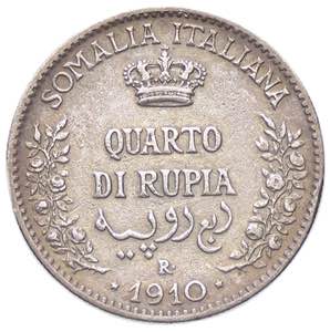 SAVOIA - Somalia  - Quarto di Rupia 1910 ... 