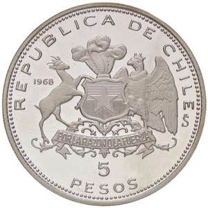 ESTERE - CILE - Repubblica  - 5 Pesos 1968 ... 