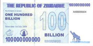 VARIE - Biglietti  Zimbabwe, 100 miliardi ... 