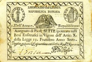 CARTAMONETA - STATO PONTIFICIO - Repubblica ... 