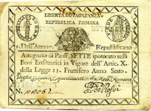 CARTAMONETA - STATO PONTIFICIO - Repubblica ... 