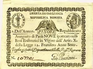 CARTAMONETA - STATO PONTIFICIO - Repubblica ... 