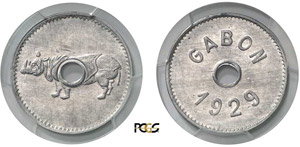 493-Gabon - Monnaie au rhinocéros ... 