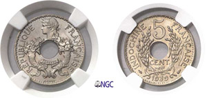 543-Indochine 5 cent. maillechort - 1939 ... 