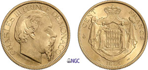 616-Monaco Charles III (1856-1889) 100 ... 