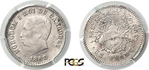 165-Cambodge Norodom Ier (1860-1904) 1 franc ... 