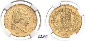 315-France Louis XVIII (1814-1824) 40 francs ... 