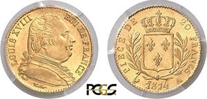 317-France Louis XVIII (1814-1824) 20 francs ... 