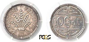 421-Indochine Essai en argent du 10 cent. ... 