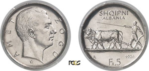 151-Albanie Ahmed Zogu (1925-1939) 5 francs ... 