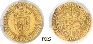 599-France Charles VI (1380-1422) Ecu dor ... 