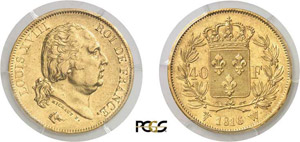 679-France Louis XVIII (1814-1824) 40 francs ... 