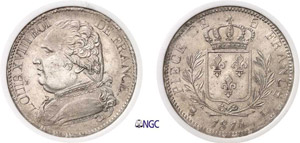 685-France Louis XVIII (1814-1824) 5 francs ... 