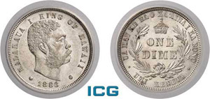870-Hawaï Kalakaua (1874-1891) 10 cents ou ... 