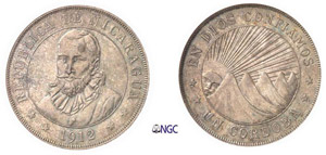 1093-Nicaragua 1 cordoba - 1912 H Heaton ... 
