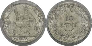 Cochinchine
10 cent. - 1884 A Paris. 
Très ... 