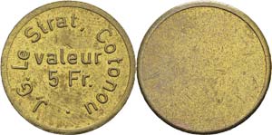 Dahomey - Cotonou
5 francs en laiton J. G. ... 