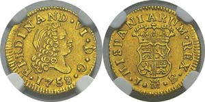  Espagne
Ferdinand VI (1746-1759)
1/2 escudo ... 