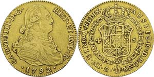  Espagne
Charles IV (1788-1808)
4 escudos or ... 