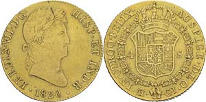  Espagne
Ferdinand VII (1808-1833)
4 escudos ... 